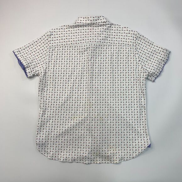 Patrick James Surfer Shirt Mens XL Extra Large White Short Sleeve Cotton Button - Picture 3 of 9